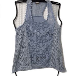 Eyeshadow Blue Embellished Cropped Tank Top